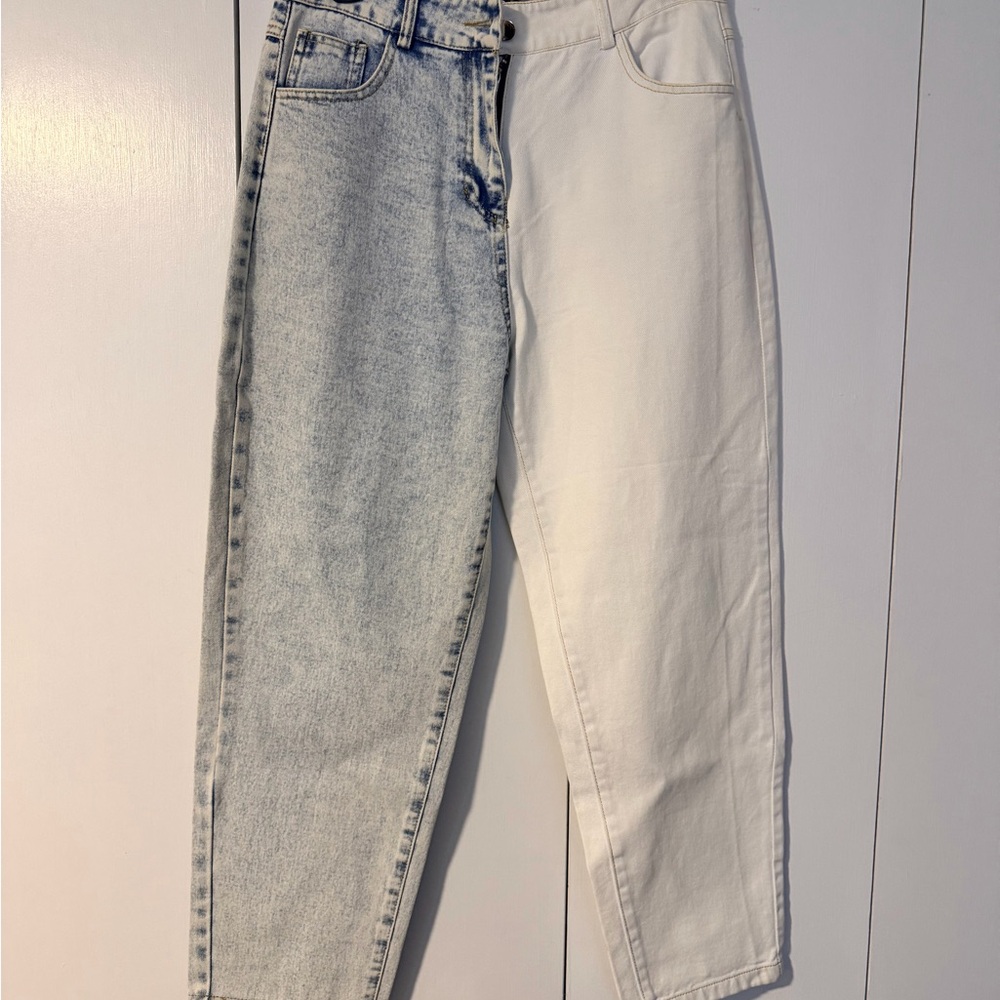 Blue B Acid Wash Color Block Denim Jeans
